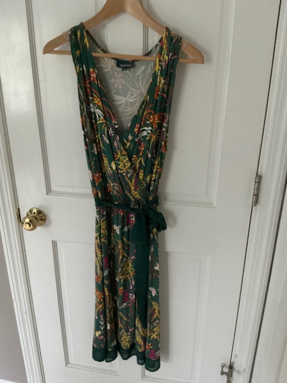 Green floral Mod cloth dress size L